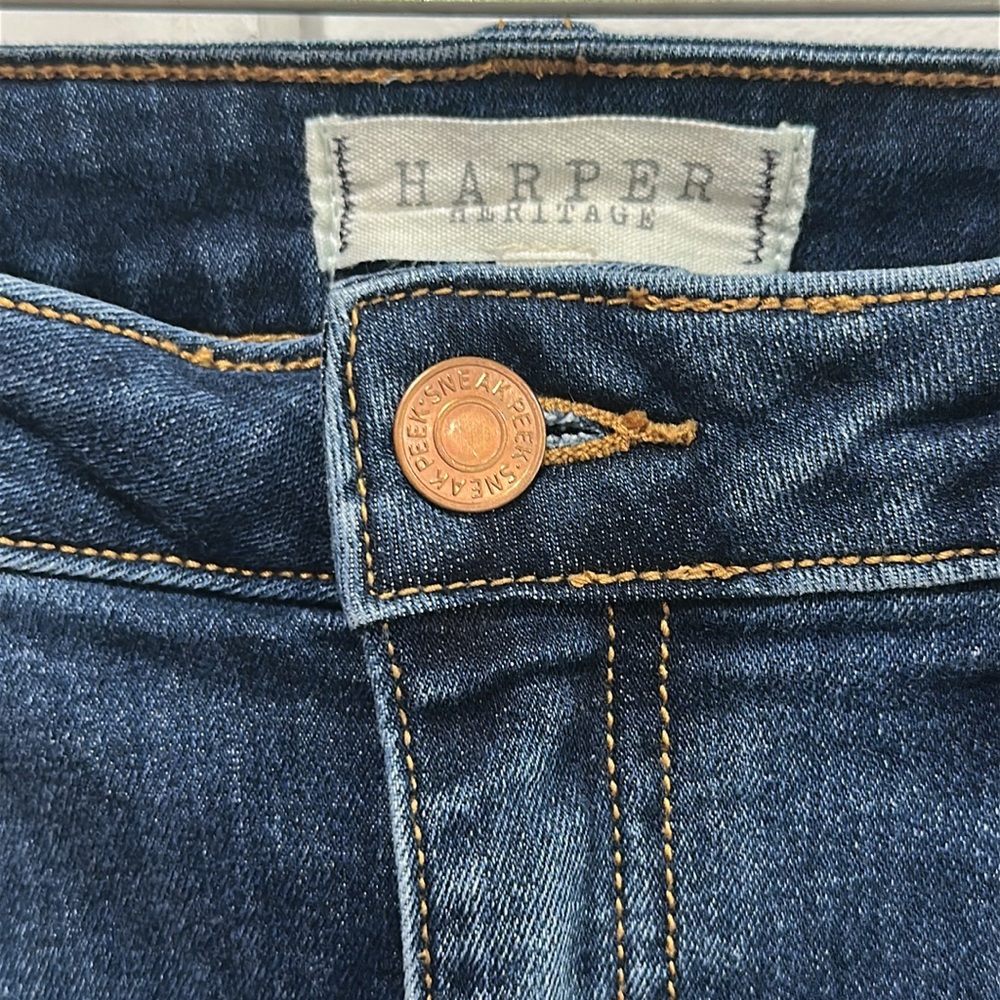 Harper Heritage Straight Destructed Faded High Waist Cropped Raw Hem Size 29 - Picture 4 of 10